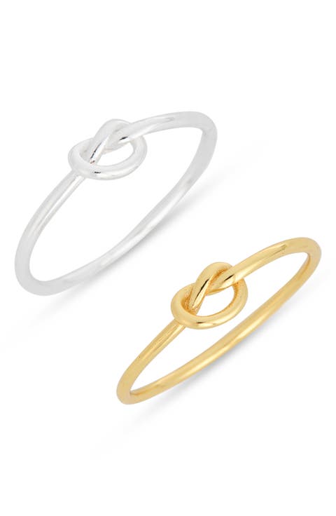 Set of 2 Two-Tone Knot Rings