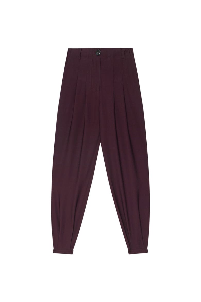 Balloon Leg Elasticated Trousers, Alternate, color, Burgundy