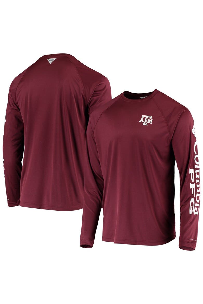 Men's Columbia Maroon Texas A&M Aggies Terminal Tackle Omni-Shade Raglan Long Sleeve T-Shirt, Main, color, Maroon