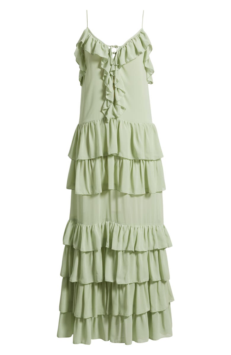 Torn by Ronny Kobo Orcadia Ruffle Maxi Dress, Alternate, color, Sage