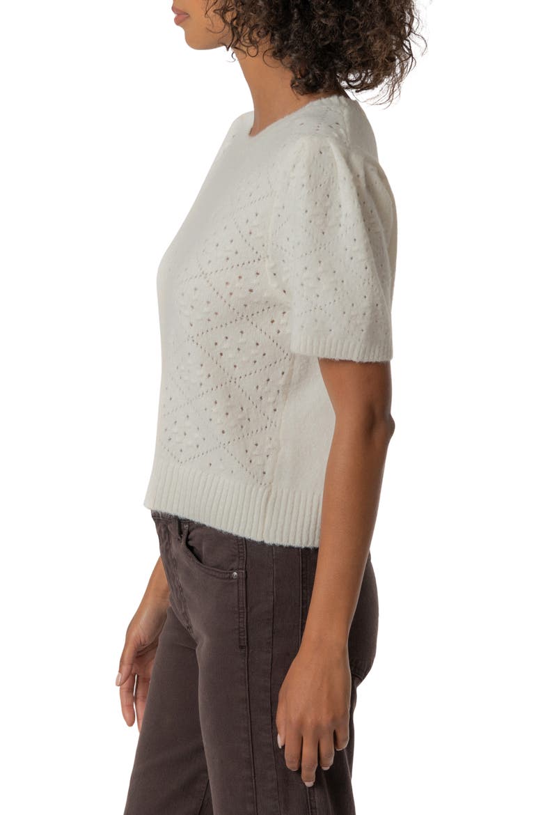 Faith Pointelle Short Sleeve Sweater, Alternate, color, BLOSSOM