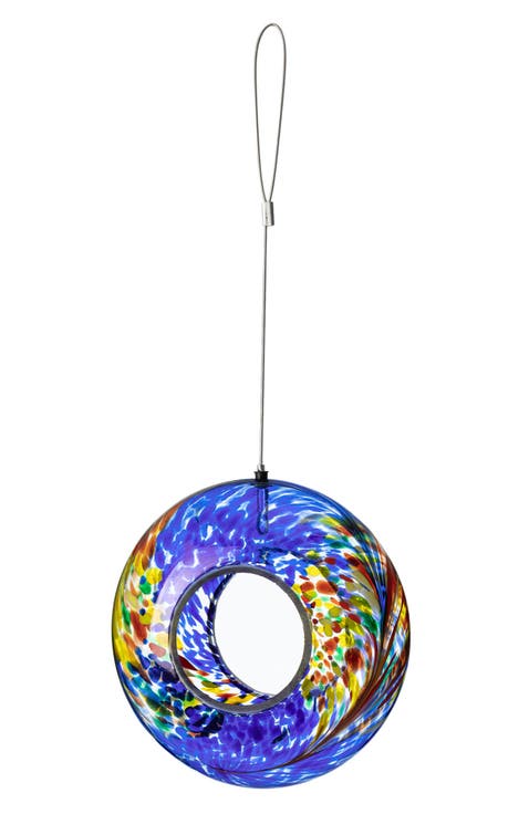 Glass Round Hanging Multi-Color Mosaic Birdfeeders
