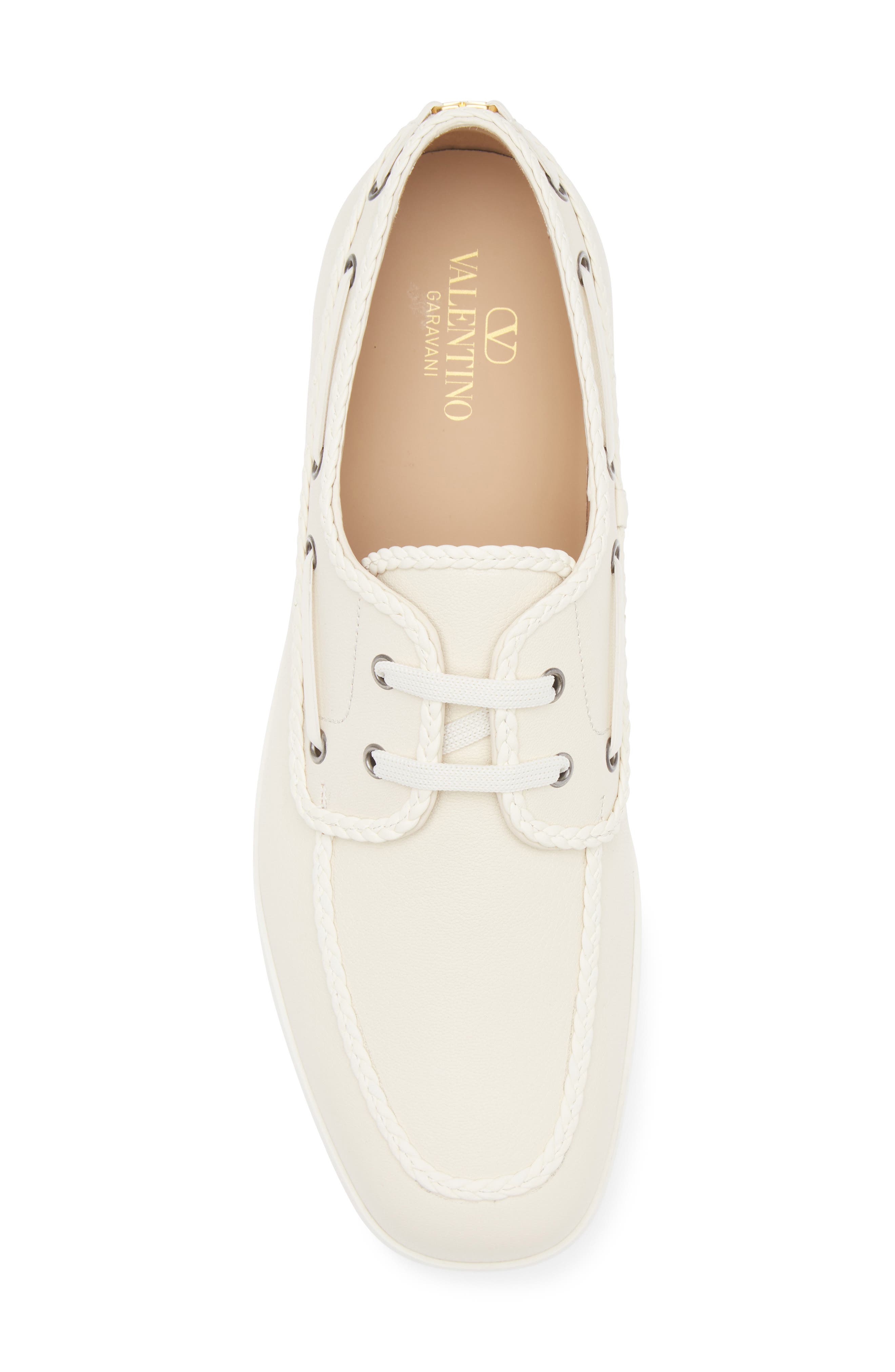 Valentino Garavani Palm Avenue Boat Shoe, Alternate, color, Ivory