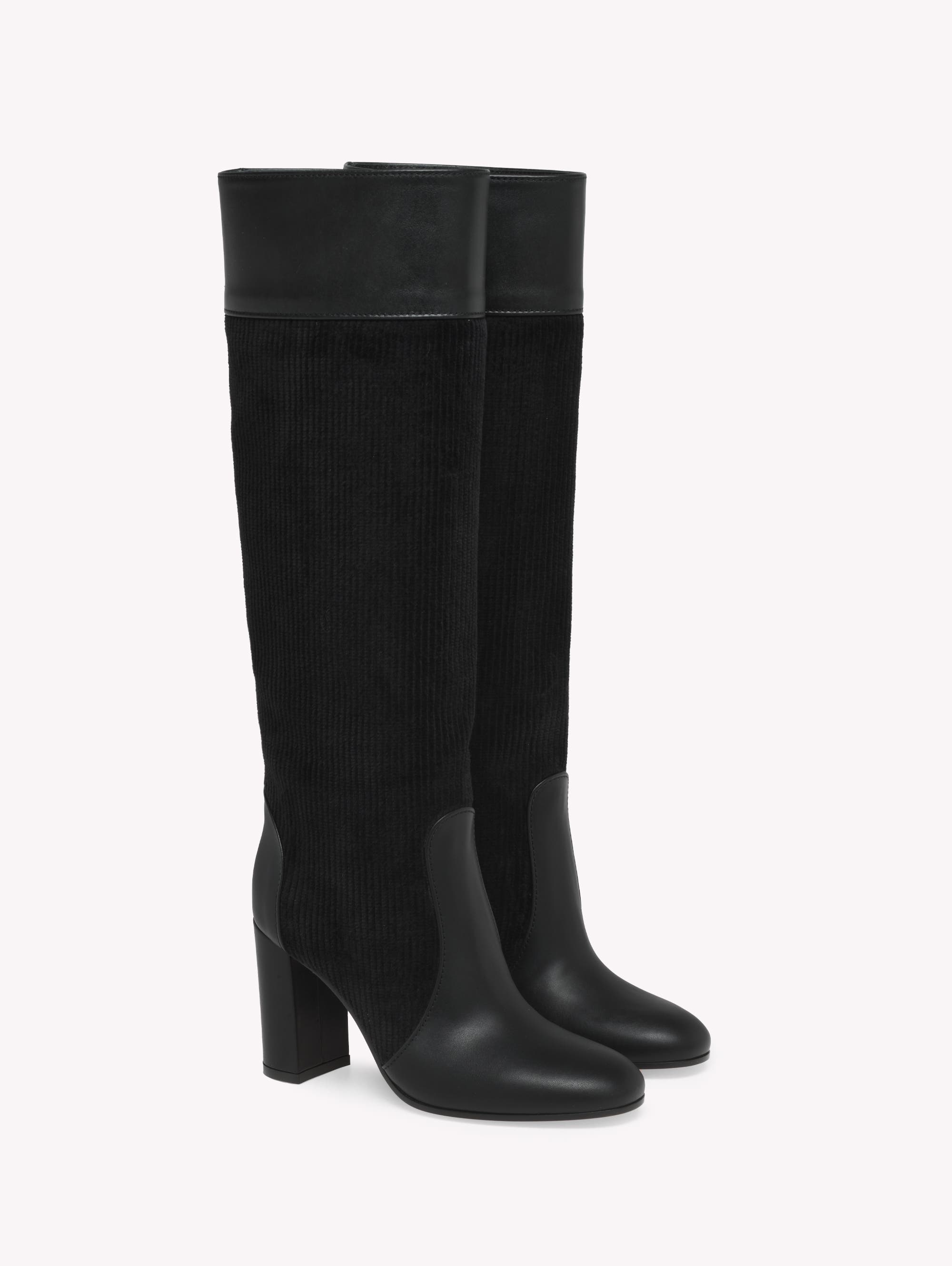 Gianvito Rossi Sheffield Boots, Alternate, color, Black Calf And Fabric