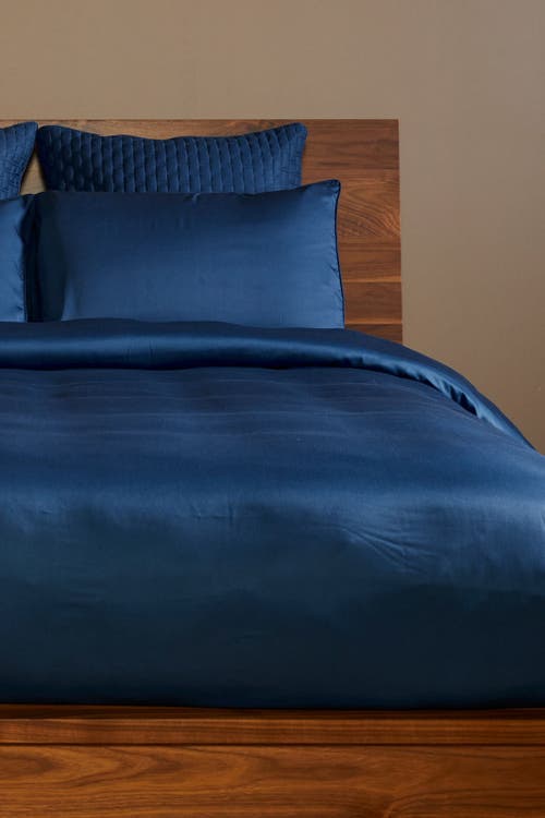 Bedvoyage Luxury 100% Viscose Cooling Duvet Cover With Shams, 3pc Set In Indigo