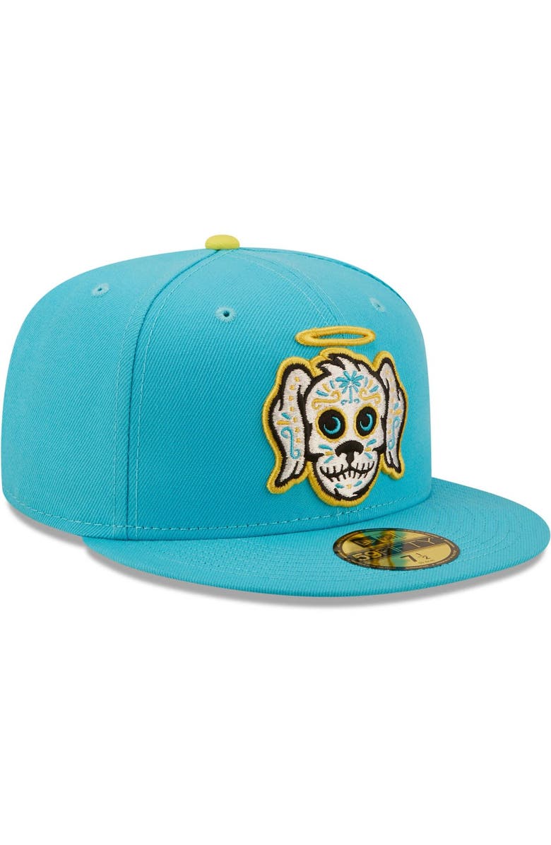New Era Men's New Era Aqua Perros Santos de Charleston Copa De La Diversion 59FIFTY Fitted Hat, Alternate, color, Aqua