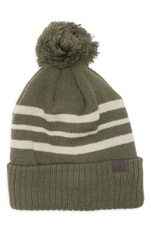 Stripe Pom Knit Beanie