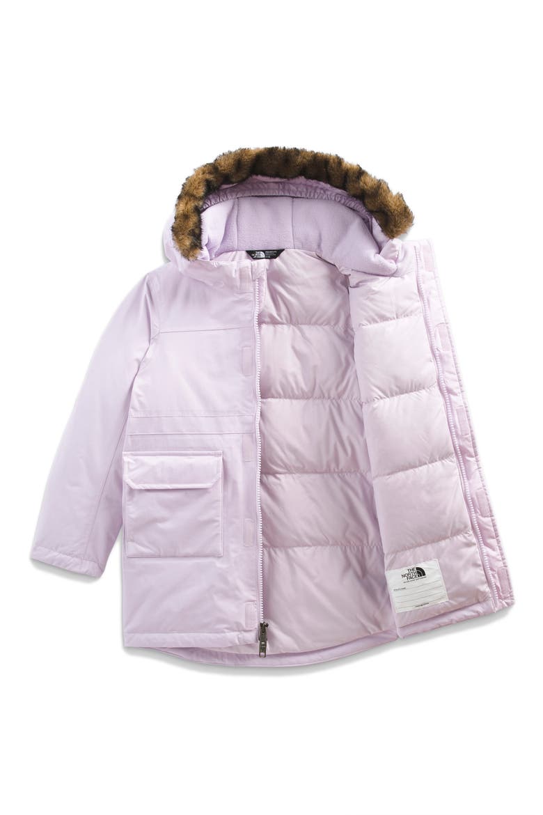Kids' Arctic Waterproof 550-Fill Power Down Parka with Faux Fur Trim, Main, color, LAVENDER FOG