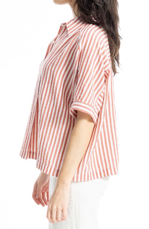 Max Studio Textured Stripe Camp Shirt