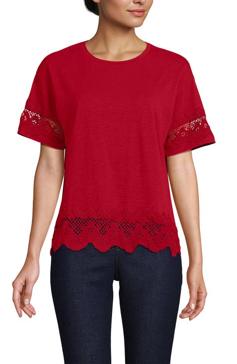 Short Sleeve Slub Jersey Cutwork T-Shirt