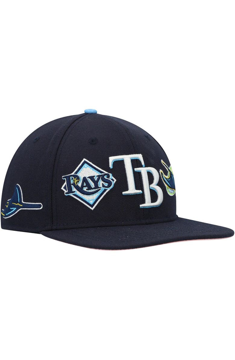 PRO STANDARD Men's Pro Standard Navy Tampa Bay Rays Double City Pink Undervisor Snapback Hat, Main, color,