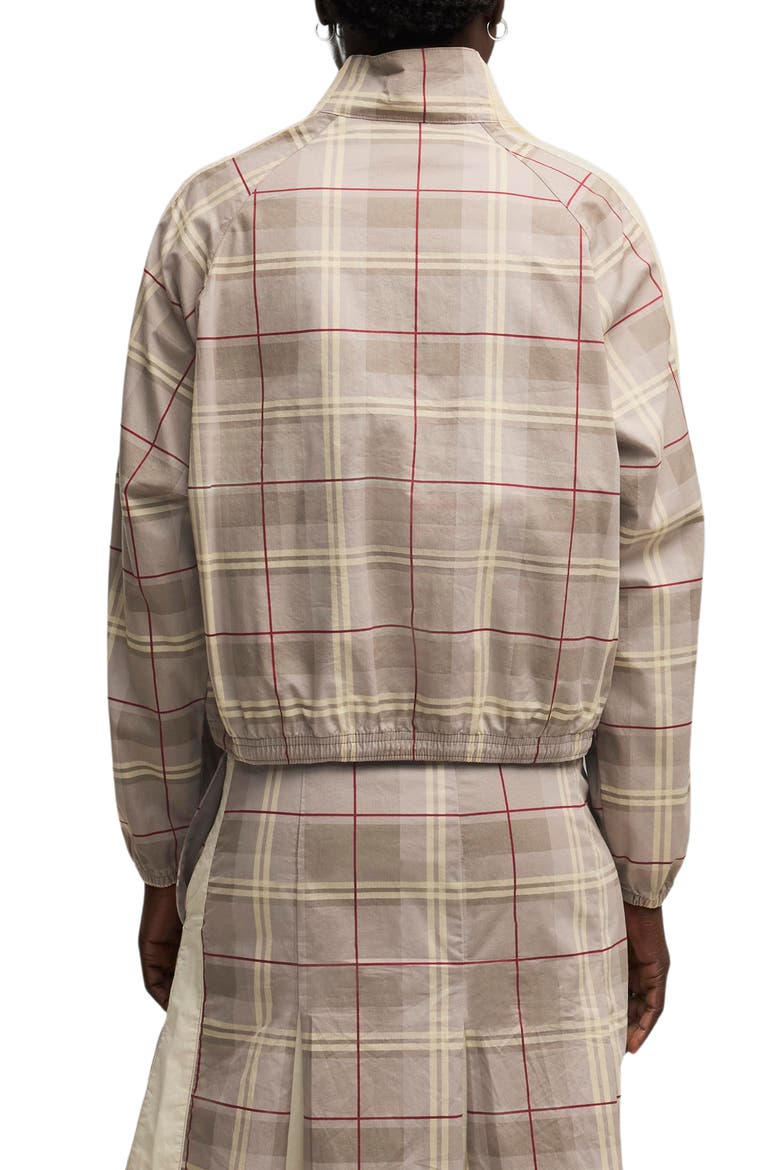 T7 Relaxed Tartan Woven Track Jacket, Alternate, color, MOUSE GRAY