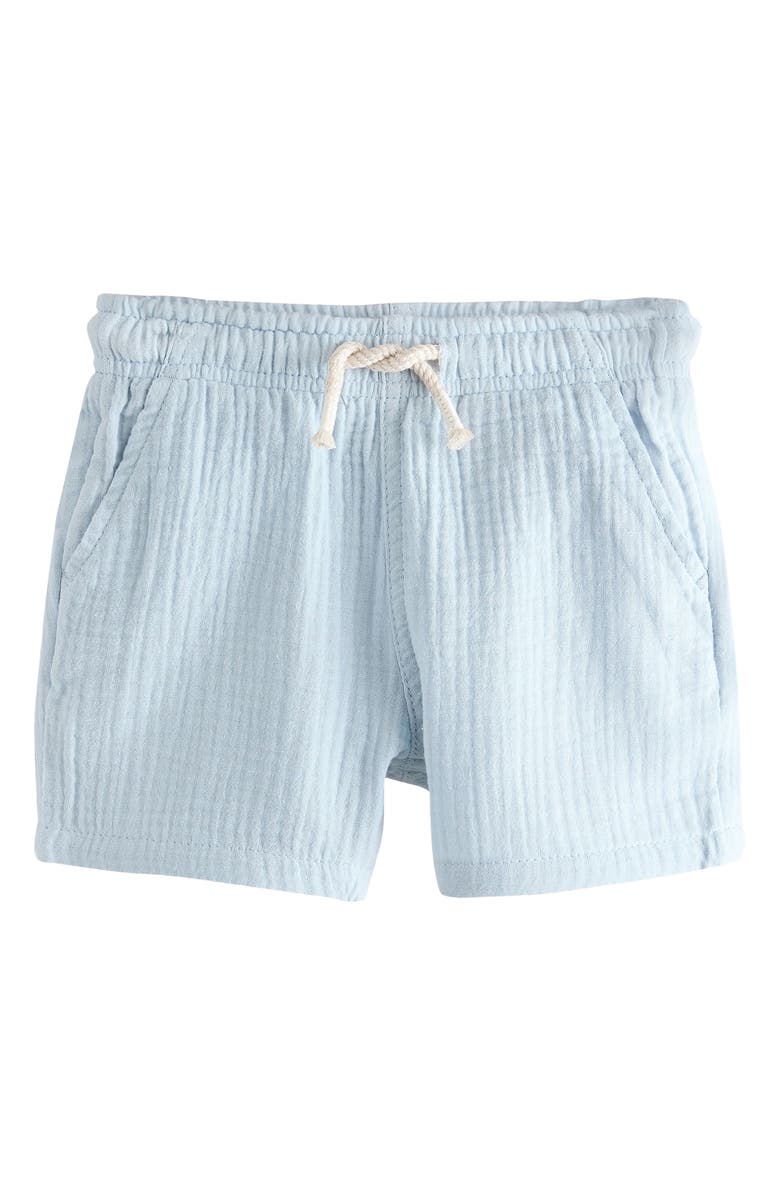 NEXT Kids' Textured Cotton Drawstring Shorts, Main, color, Blue