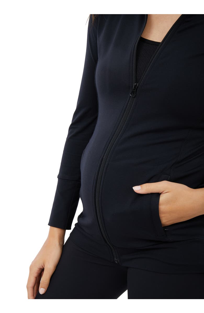 Ingrid & Isabel Maternity Active Side Zip Jacket, Alternate, color, Black