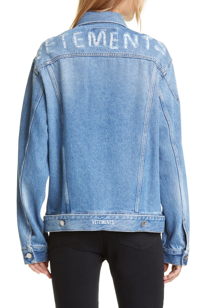 VETEMENTS Anarchy Ripped Denim Jacket, Alternate, color, 