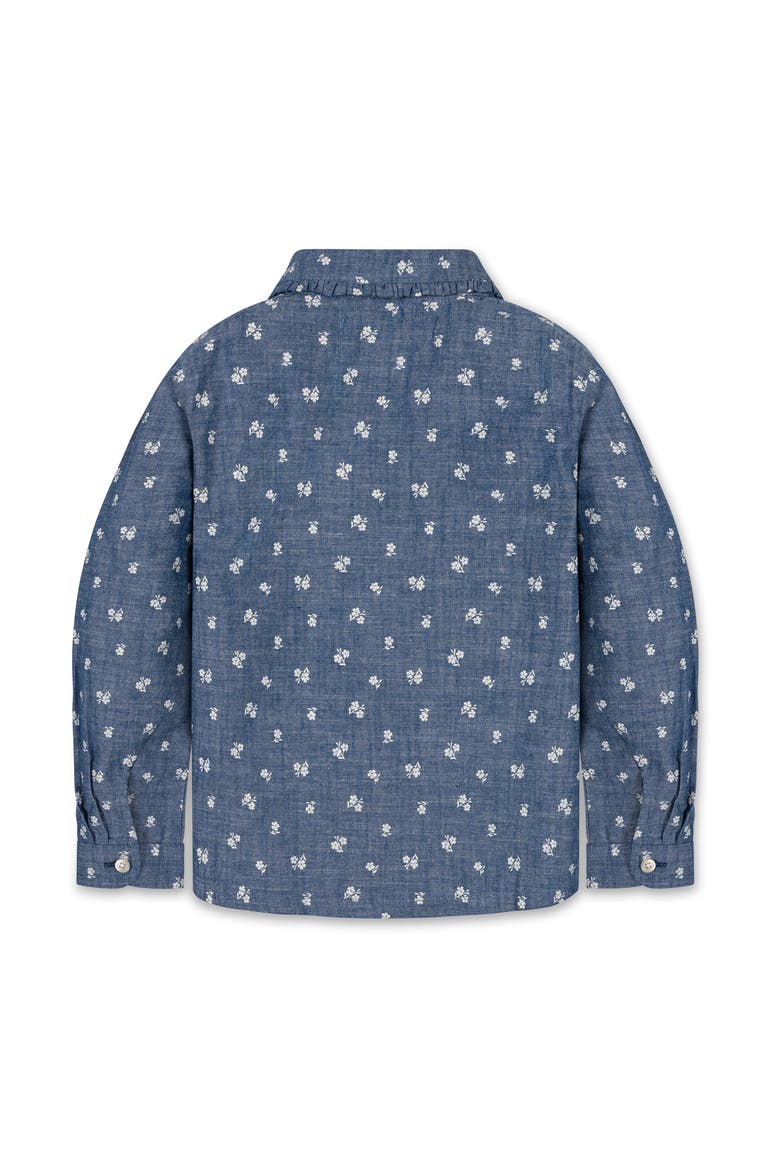 Kids' Organic Chambray Peter Pan Collar Top, Alternate, color, Chambray Floral