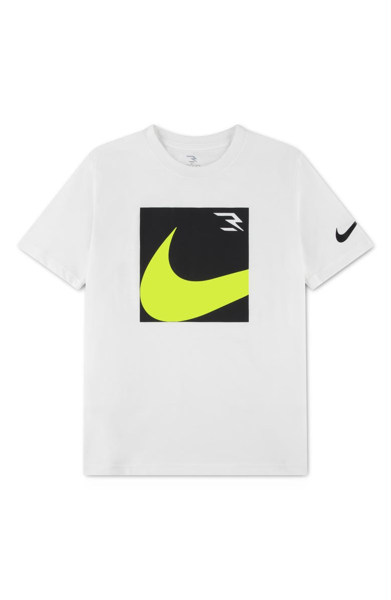 3 Brand Kids' Boxed Swoosh Tee, Main, color, White