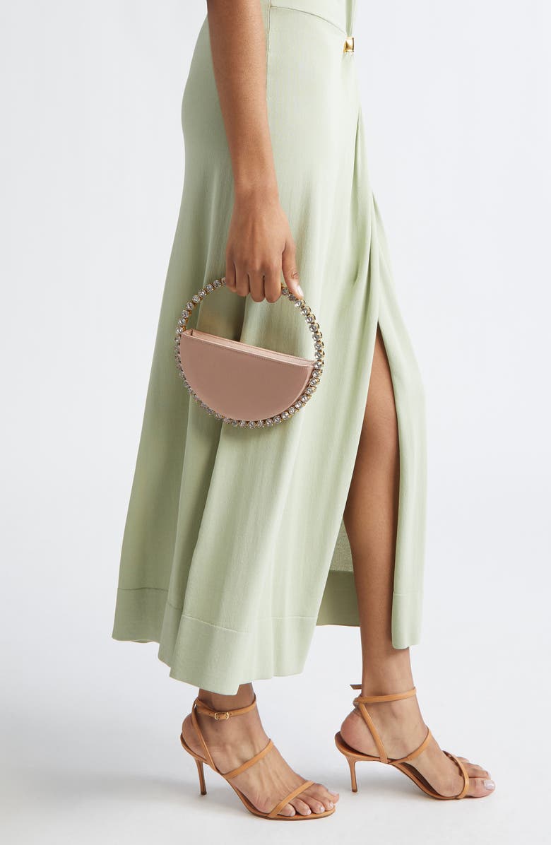 L’alingi Eternity Satin Crystal Top Handle Clutch, Alternate, color, Satin Beige