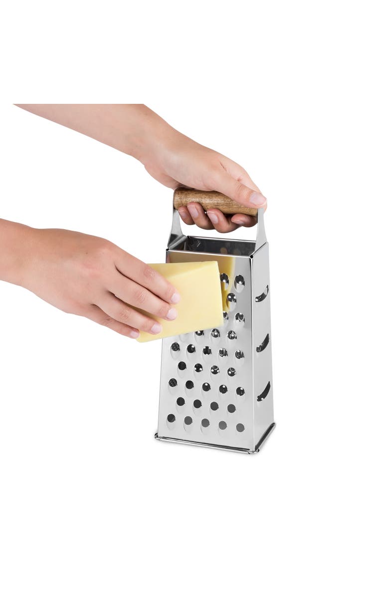 TWINE Acacia Wood Handled Cheese Grater, Alternate, color, Silver