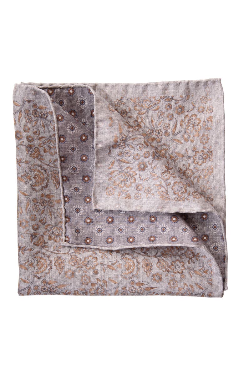 Elizabetta Pascal - Double Sided Silk Pocket Square for Men, Alternate, color, Grey And Bronze