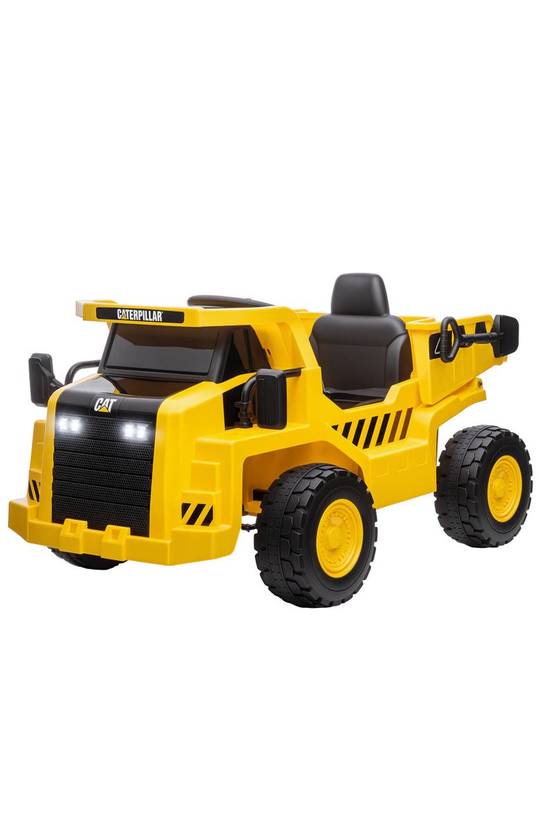 Qaba Caterpillar 12V Kids Excavator Ride on with Remote, Bucket, Shovel, Music, Loudspeaker, Main, color, Yellow
