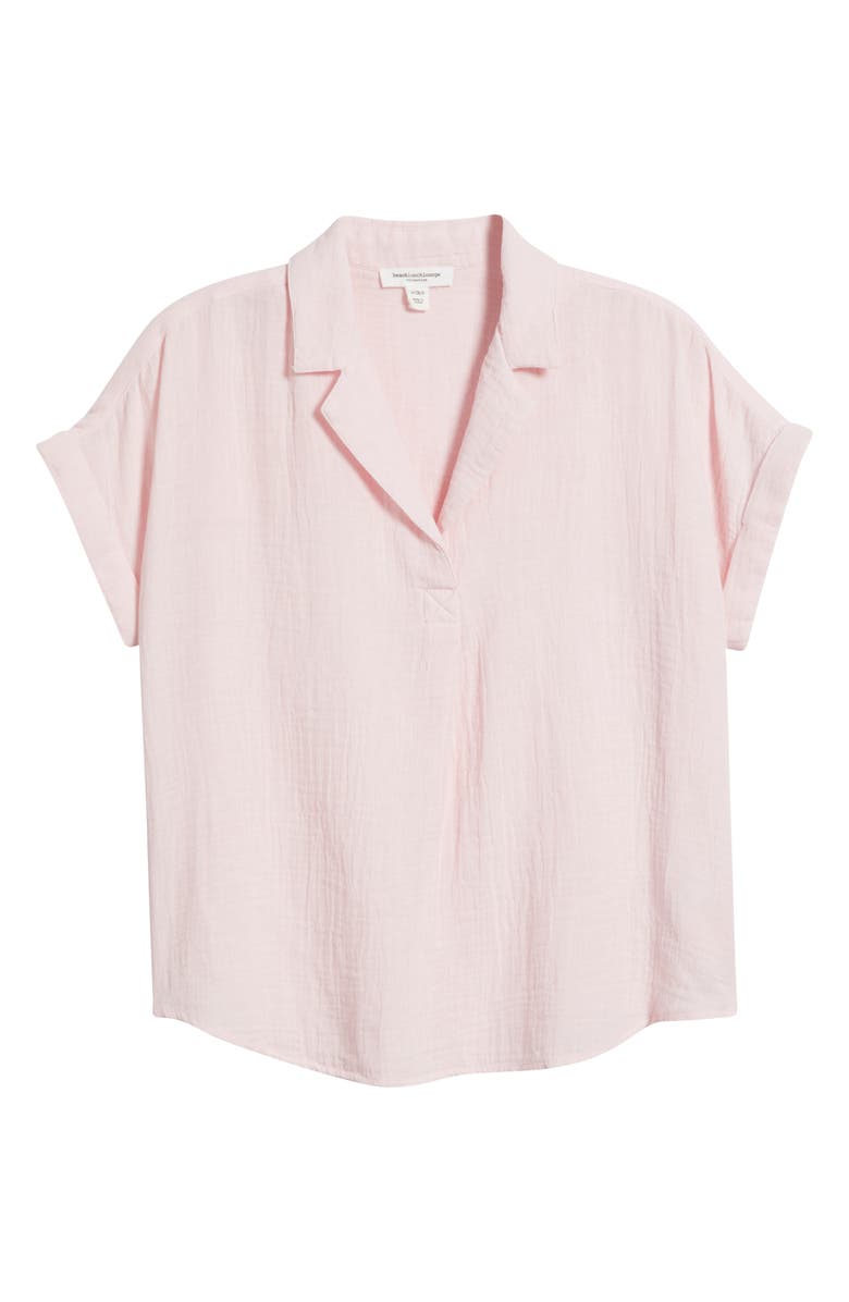 beachlunchlounge London Cotton Gauze Popover Top, Alternate, color, Pale Pink