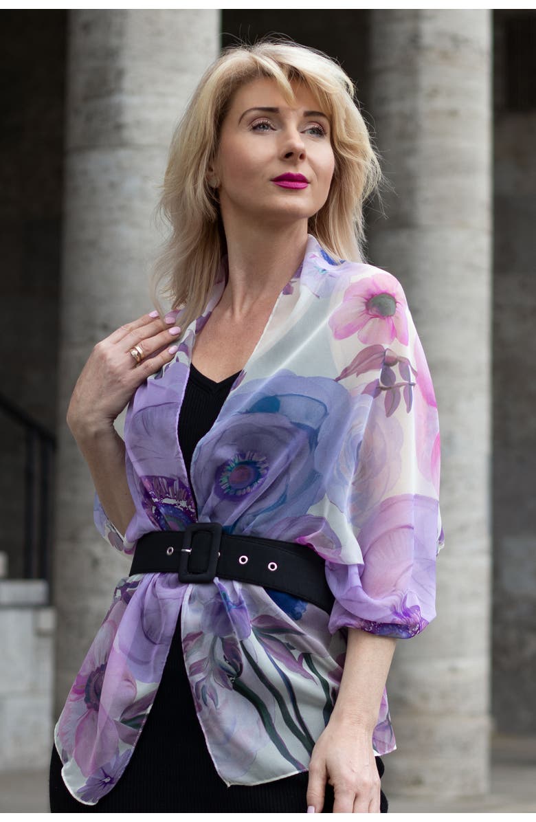 Elizabetta Campo de
 Fiori - Long Sheer Silk Scarf for Women, Alternate, color, Lavender