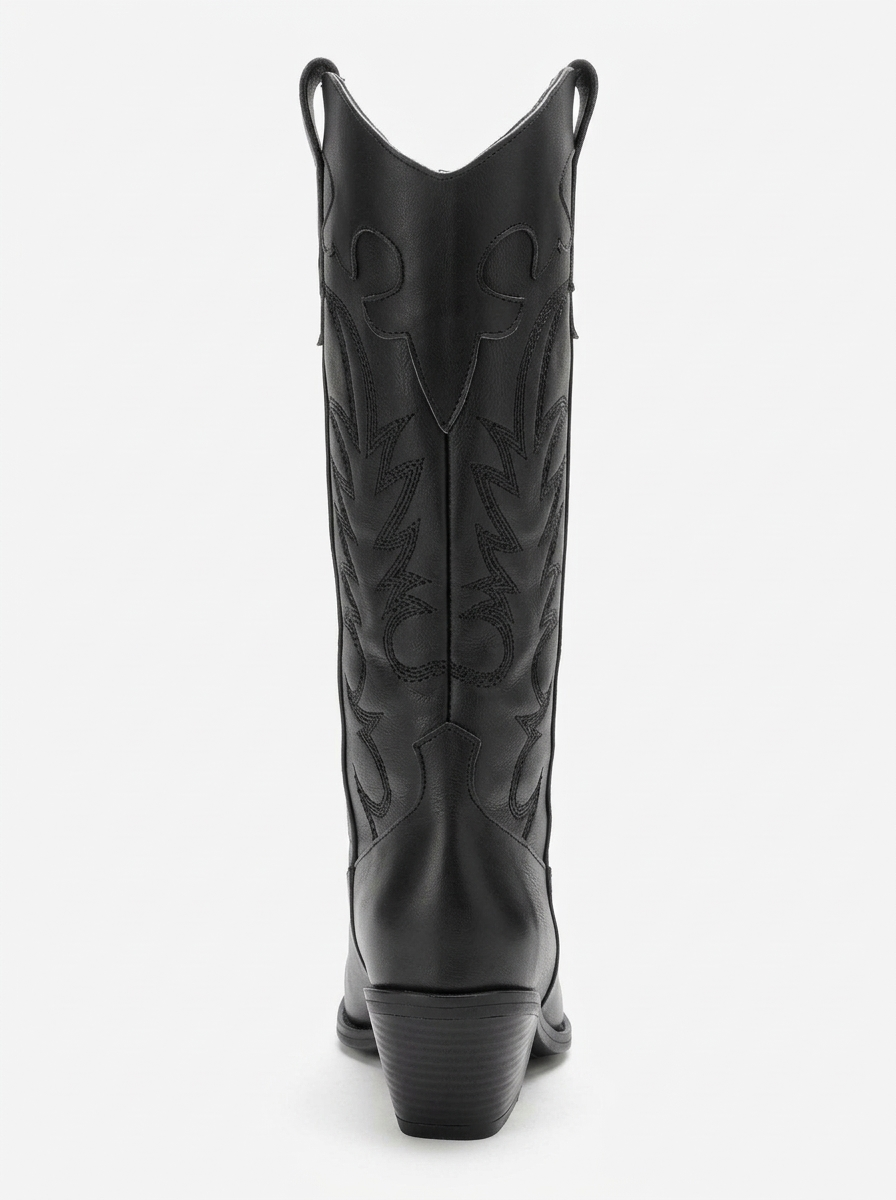 Matias Leather Block Heel Western Boot, Alternate, color, Black
