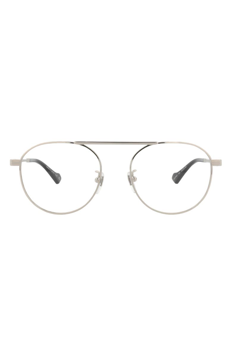 Gucci 53mm Round Optical Glasses, Main, color, Silver Transparent