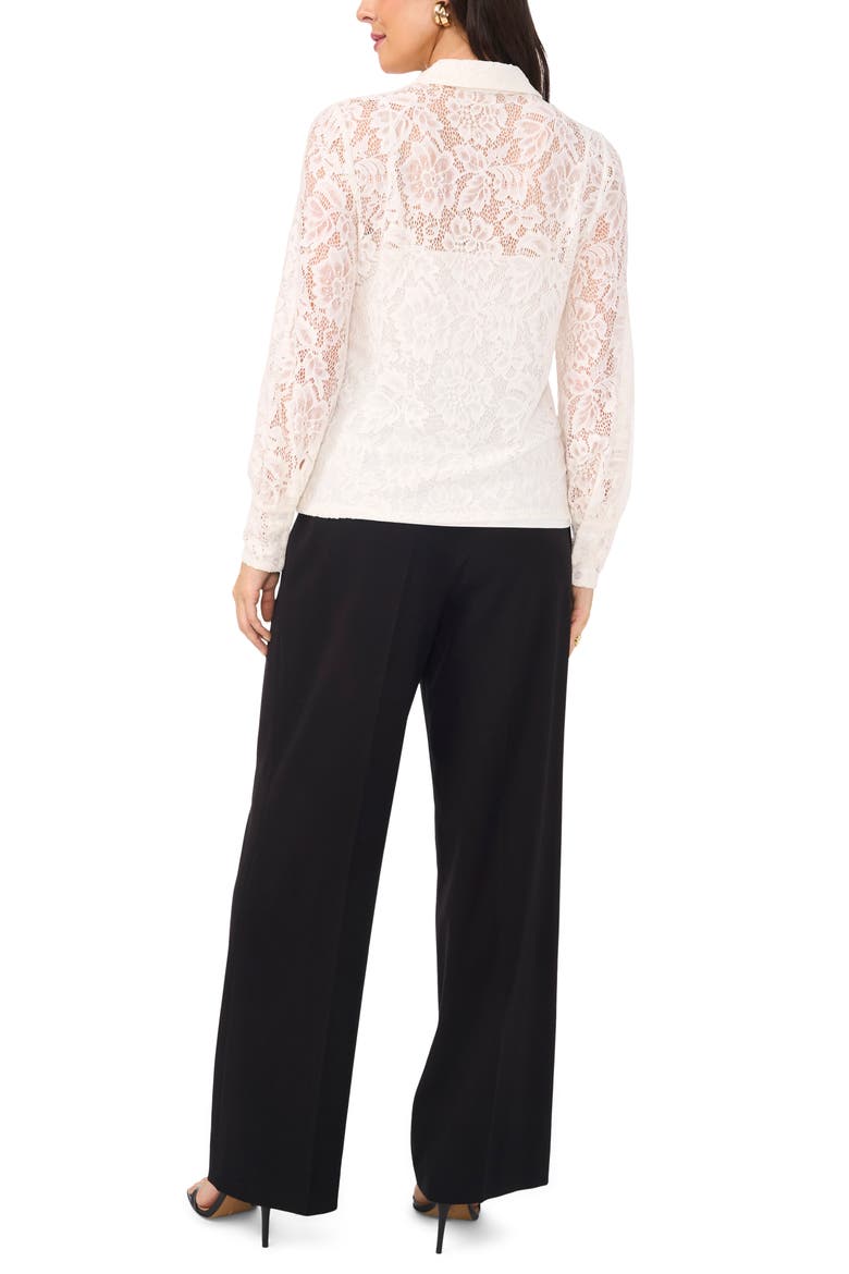 Lace Button-Up Shirt, Alternate, color, NEW IVORY