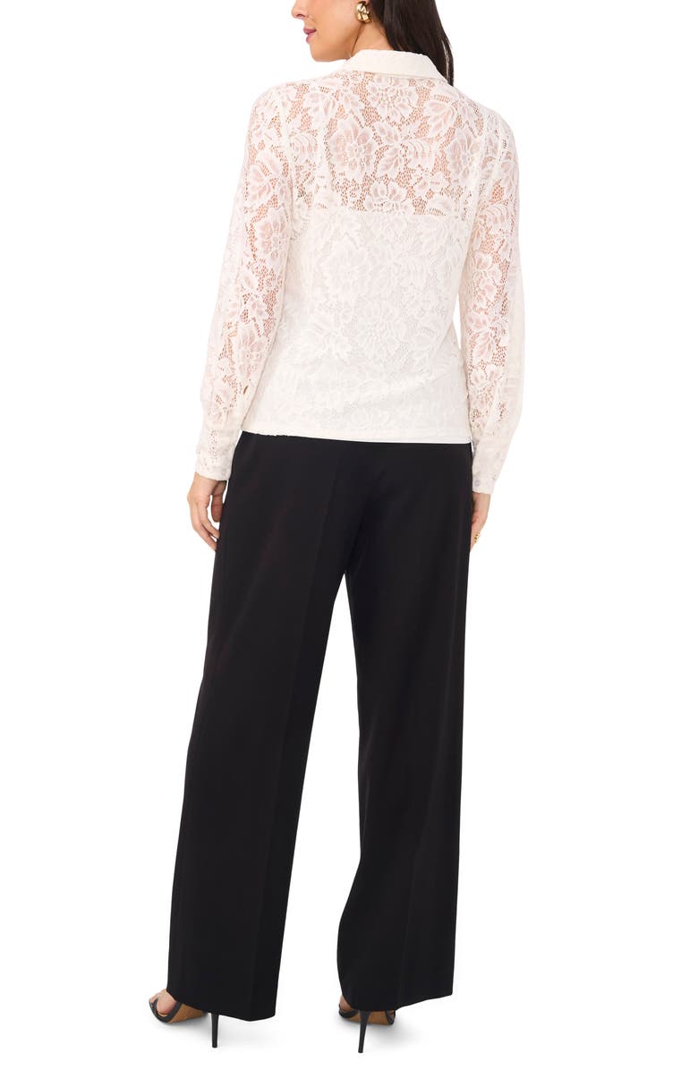 Vince Camuto Lace Button-Up Shirt, Alternate, color, New Ivory