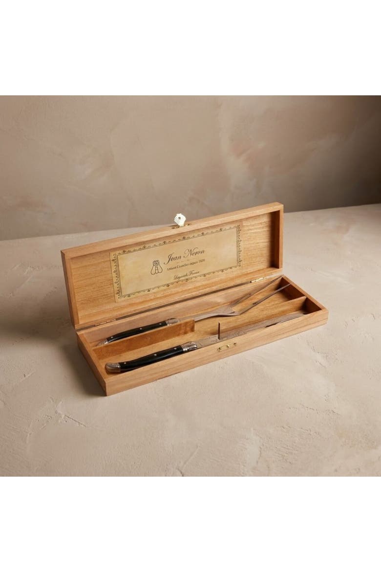 Carving Set in Wooden Box, Alternate, color, Black