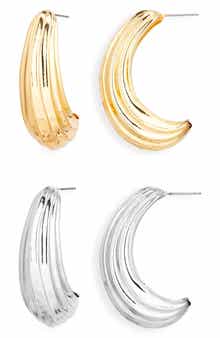 Tasha Set of 2 Textured Hoop Earrings