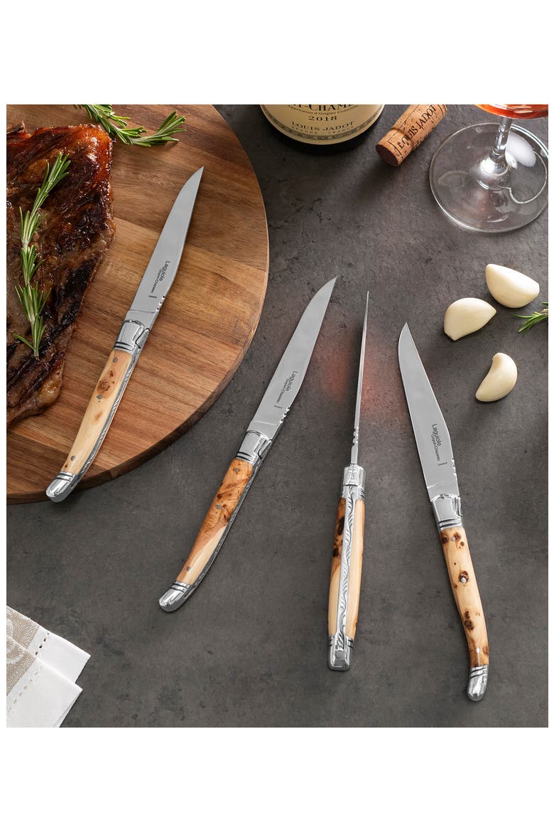 Set of 4 Laguiole Steak Knives, Alternate, color, WOOD