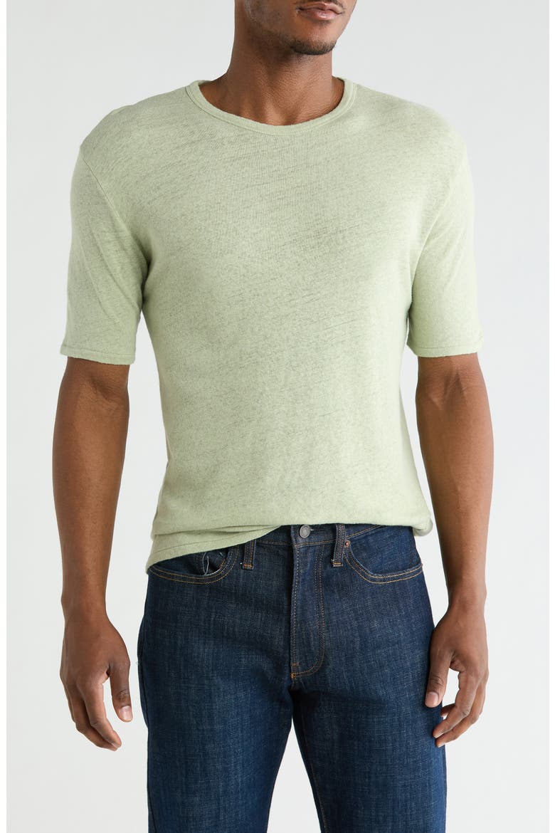 Cotton & Linen T-Shirt, Main, color, SAGE