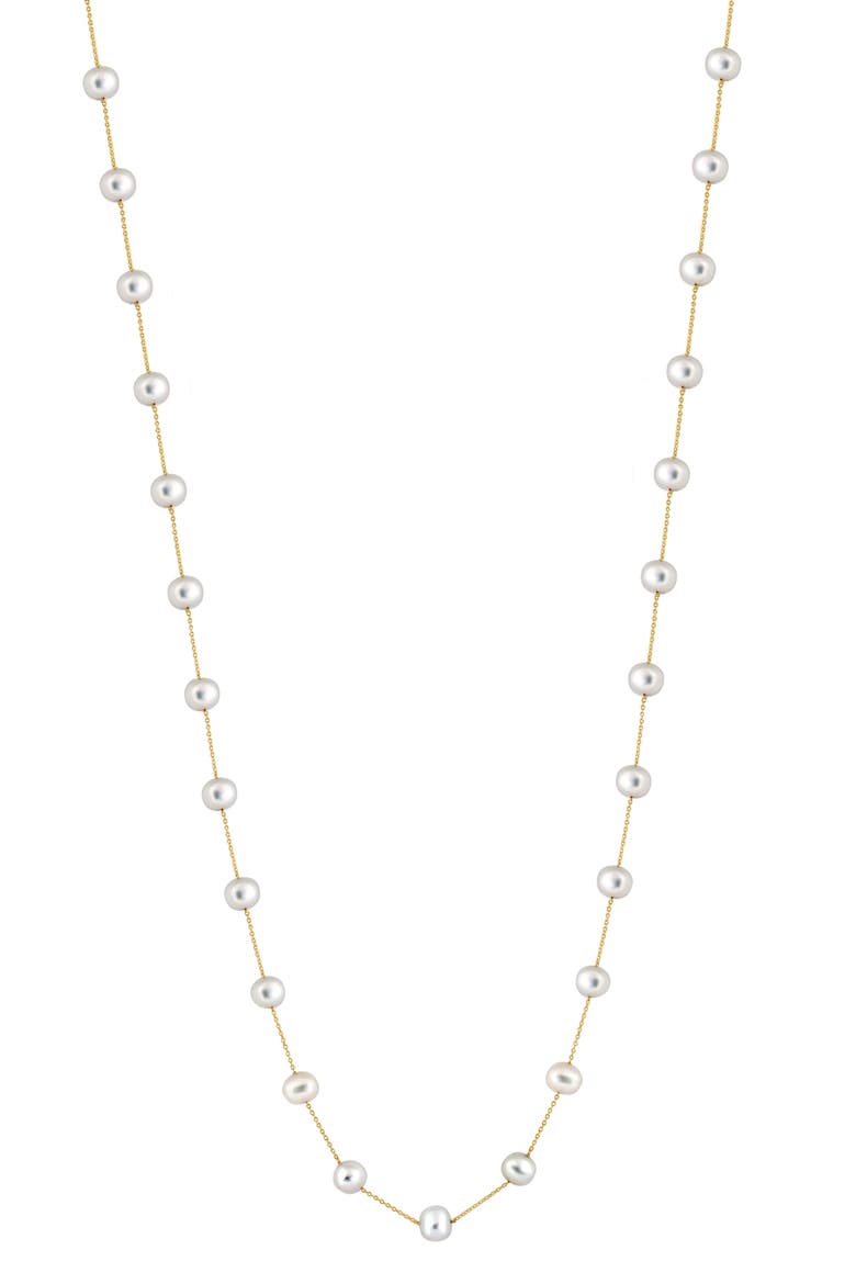 6.5-7mm Cultured Freshwater Pearl Necklace, Main, color, Gold Plated Silver