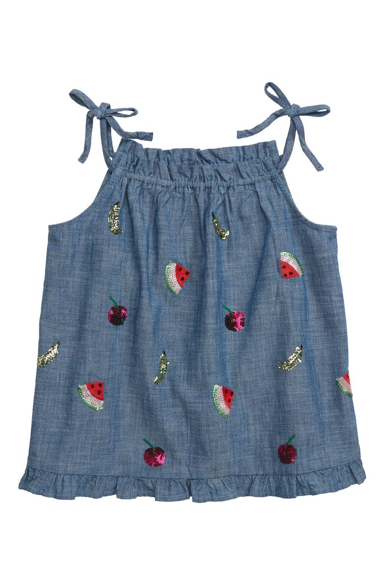 crewcuts by J.Crew Sequin Fruit Chambray Top, Main, color,
