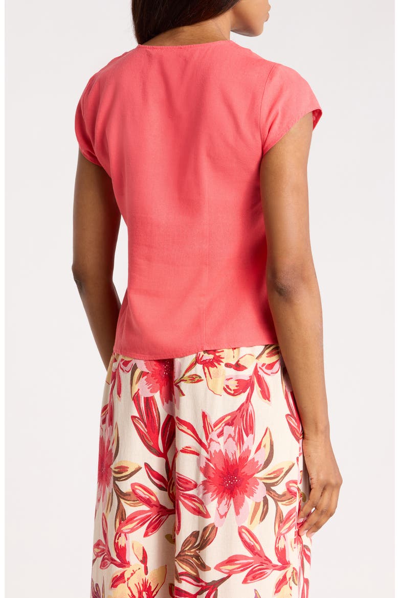 Ruffle Tie Front Top, Alternate, color, CORAL