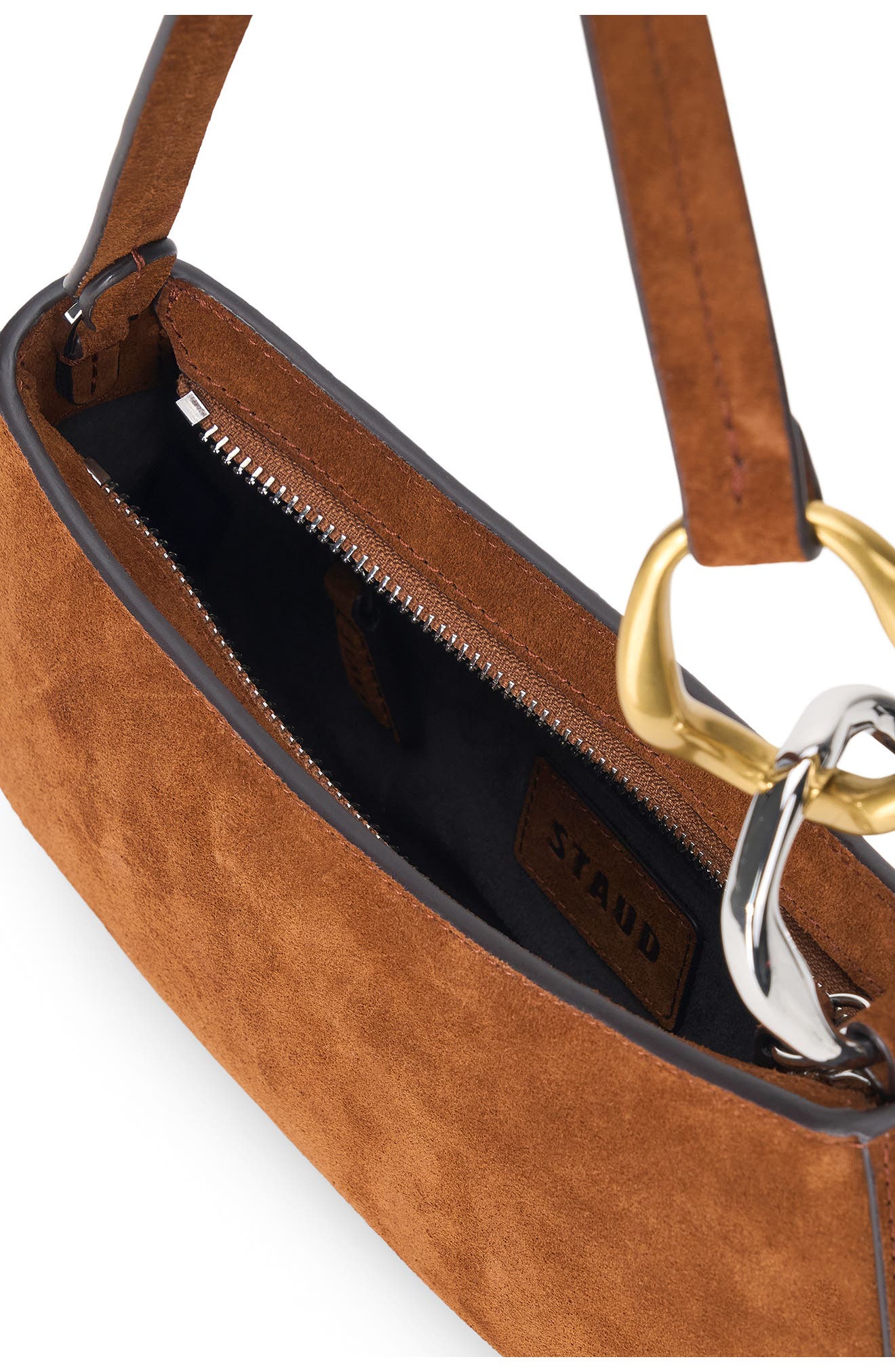 STAUD Ollie Suede Shoulder Bag, Alternate, color, Tabac
