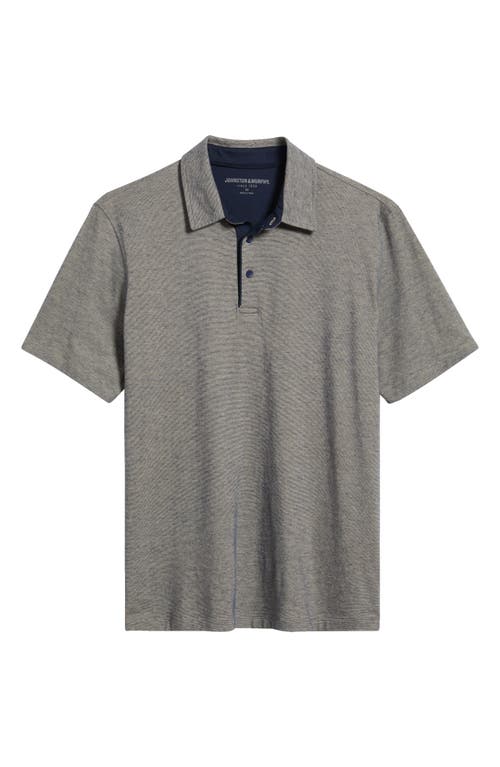 Johnston & Murphy Fine Stripe Polo In Tan/navy