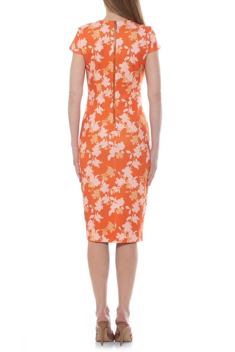 Janine Crewneck Draped Midi Sheath Dress, Alternate, color, NEUTRAL FLORAL