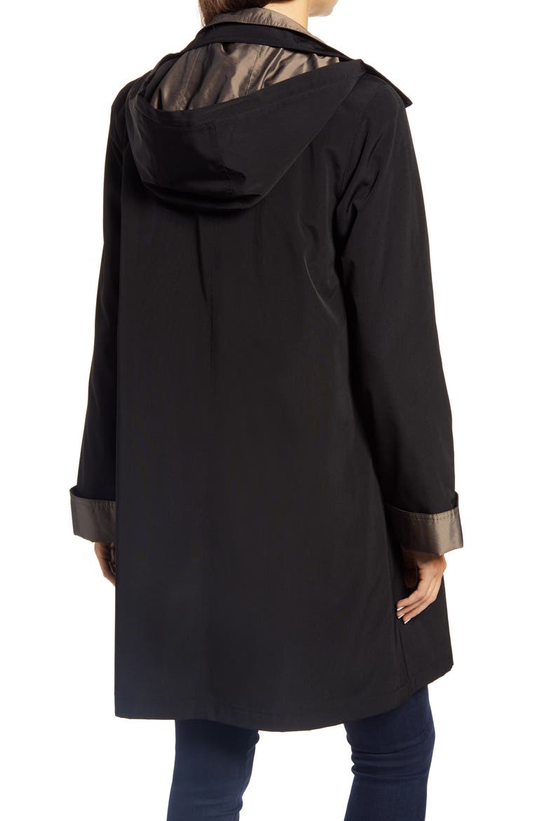 Water Resistant Hooded Rain Jacket, Alternate, color, BLACK