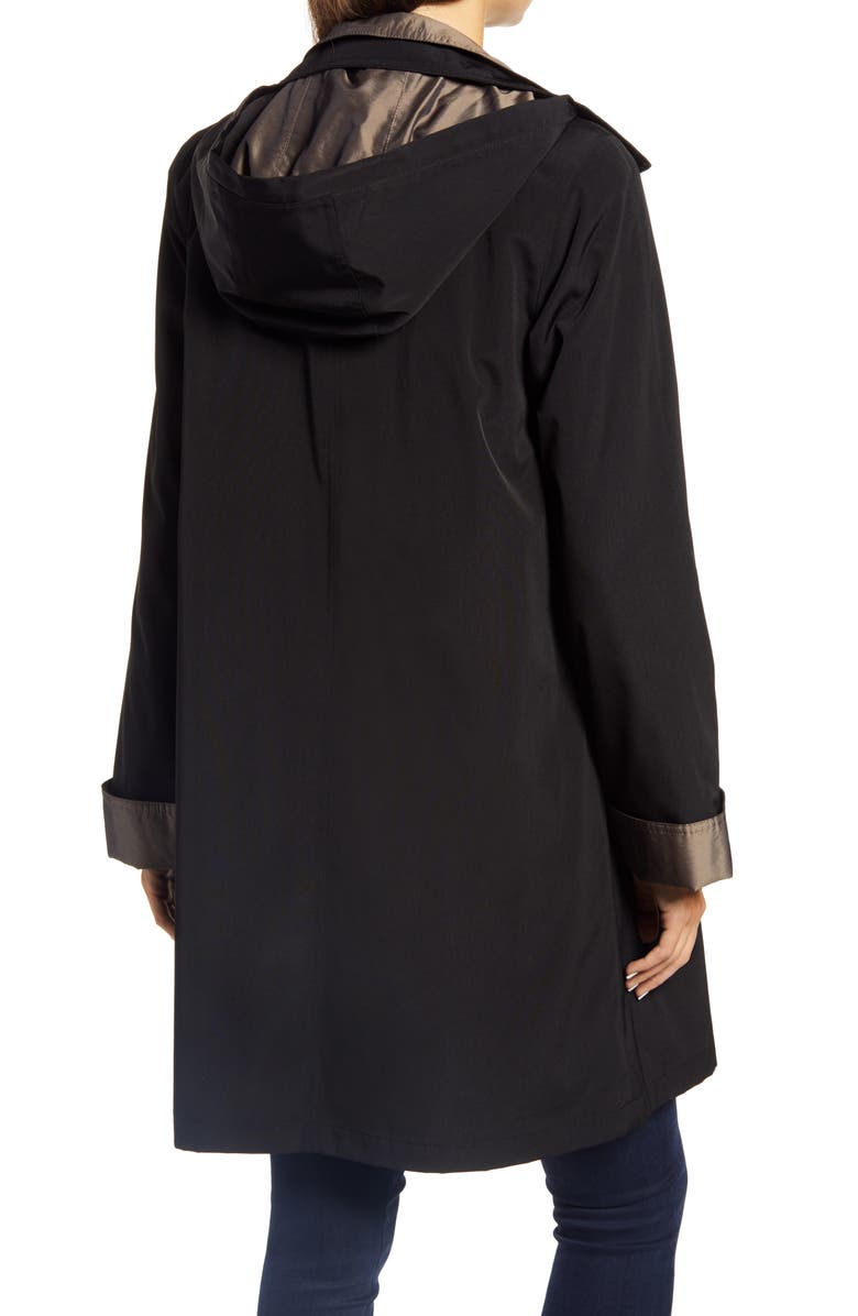 Gallery Water Resistant Hooded Rain Jacket, Alternate, color, Black