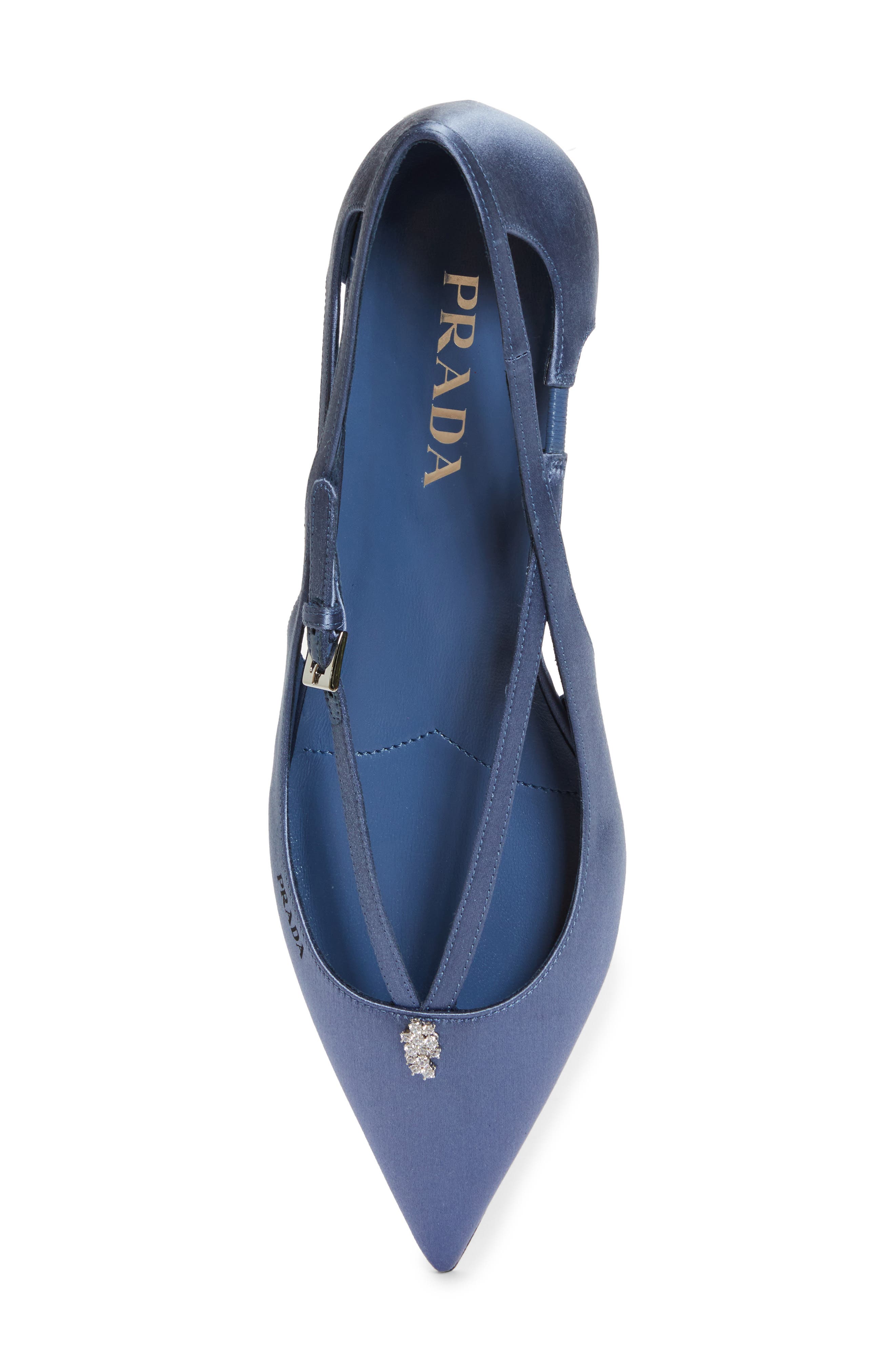 Prada Strappy Pointed Toe Ballet Flat, Alternate, color, 