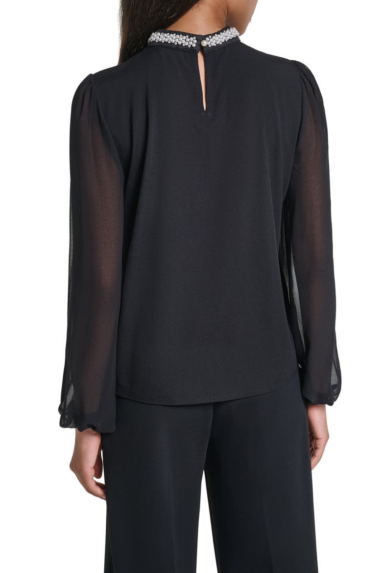 Pearl Neck Knit Top, Alternate, color, BLACK