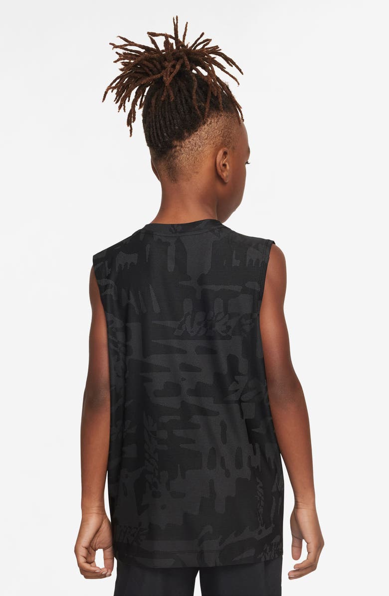 Nike Kids' Dri-FIT Multi Muscle Tee, Alternate, color, Black/ White