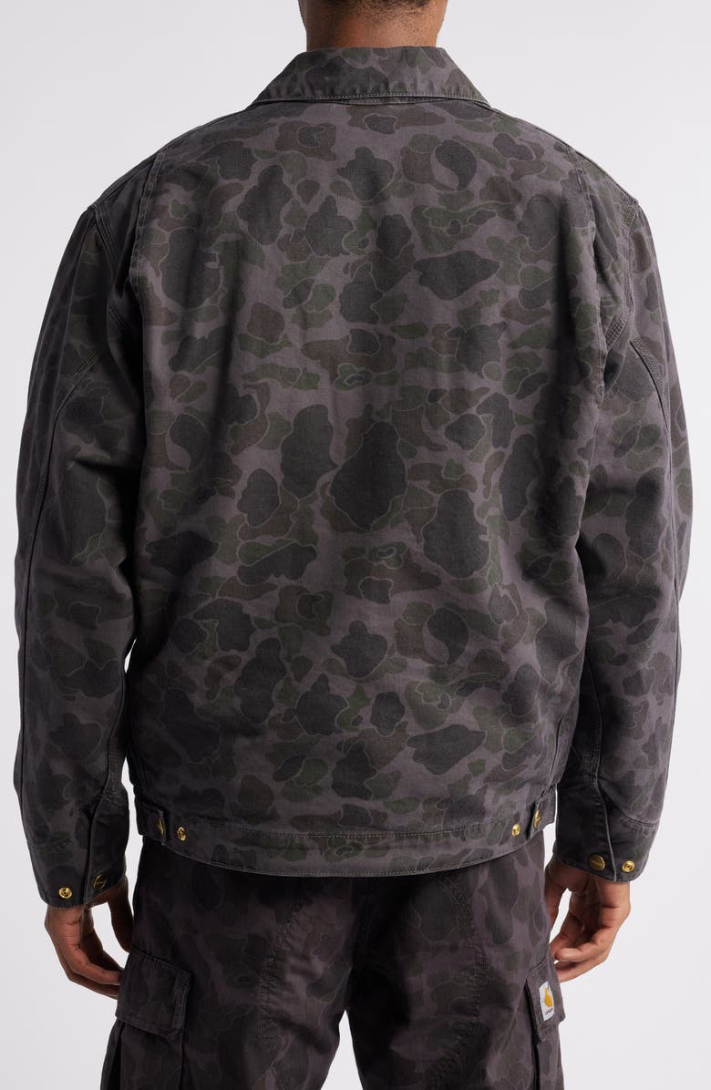 Carhartt Work In Progress Duck Detroit Camo Organic Cotton Canvas Zip Jacket, Alternate, color, Duck Green Graphite Garment