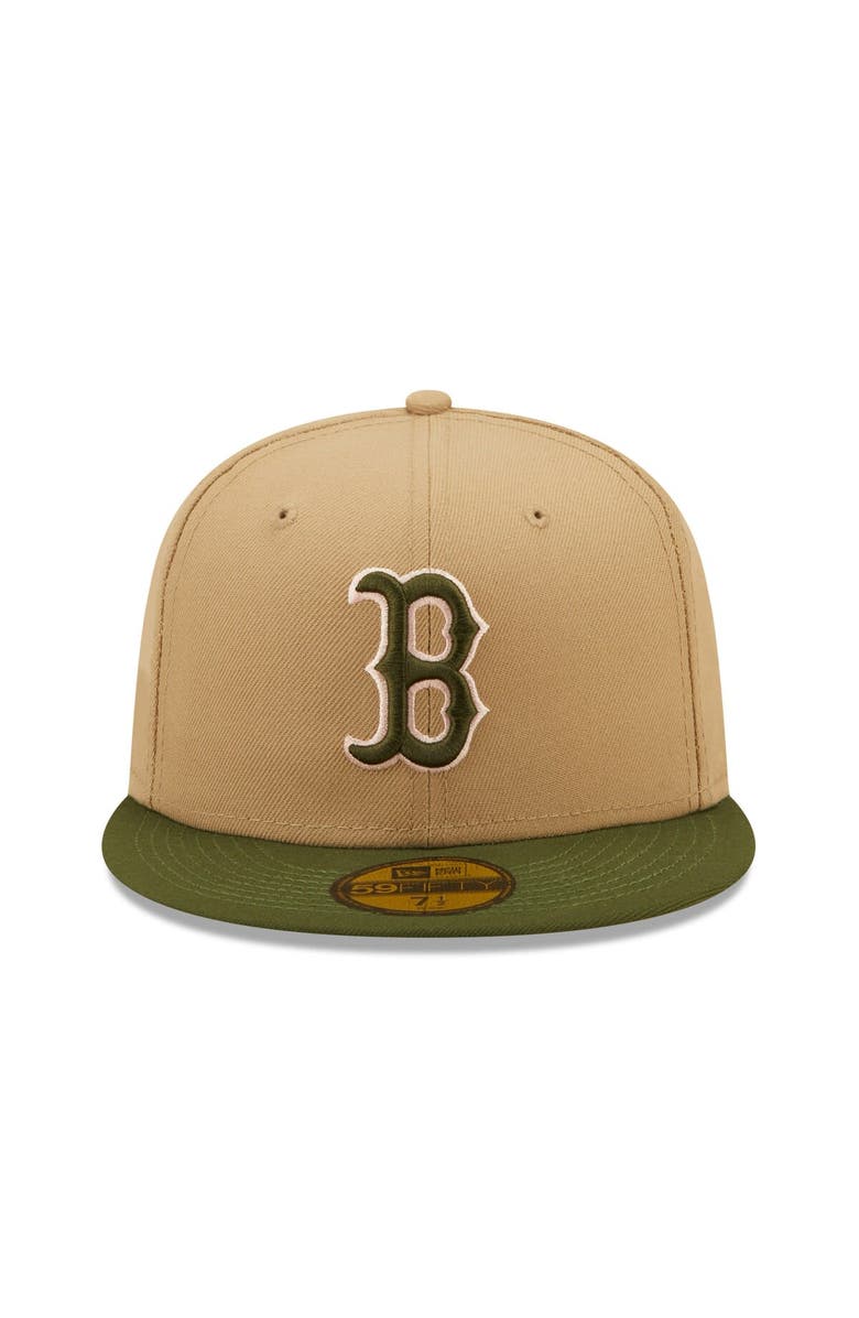 New Era Men's New Era Khaki/Olive Boston Red Sox Pink Undervisor 59FIFTY Fitted Hat, Alternate, color, 
