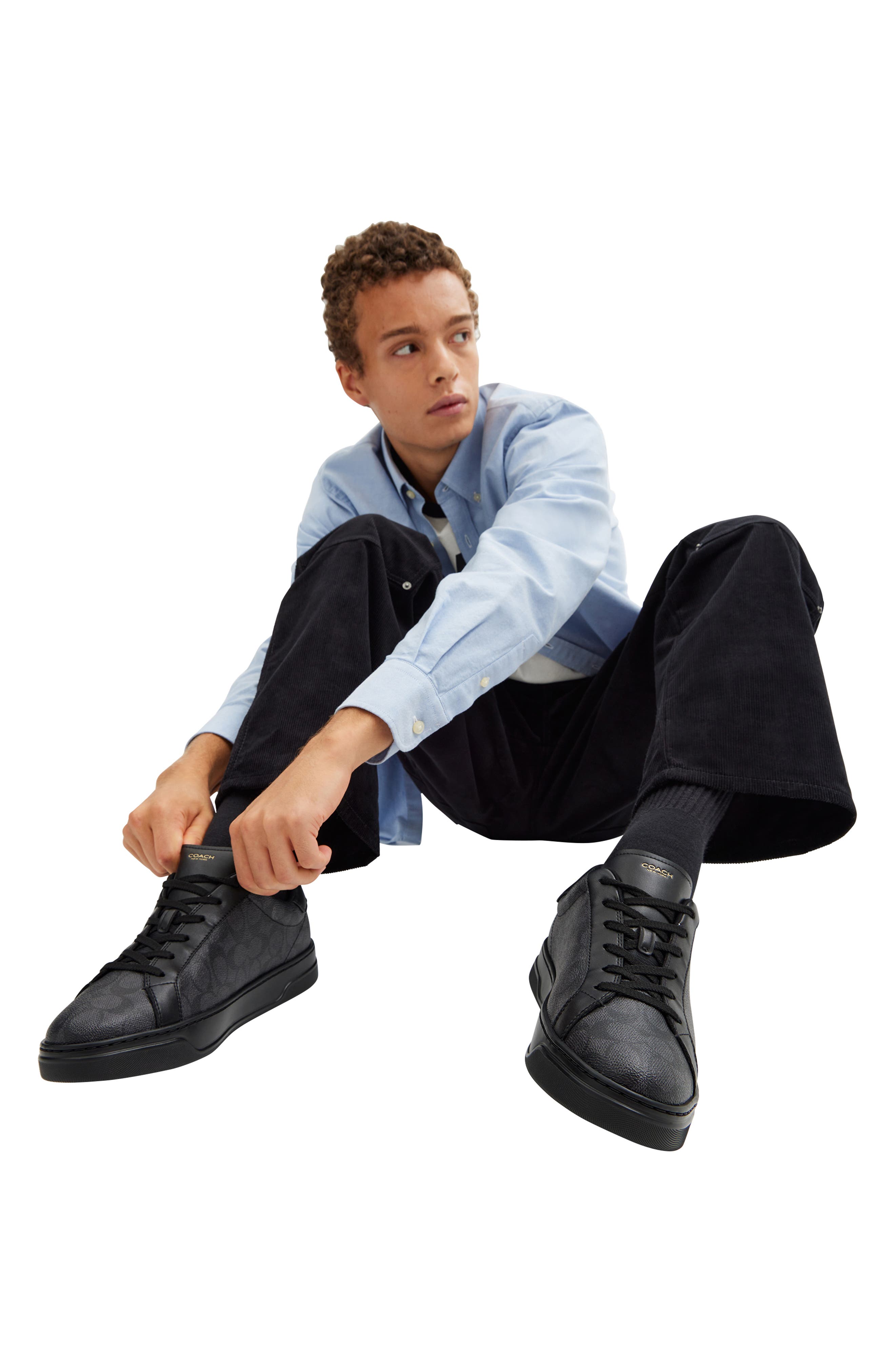 COACH High Line Signature Sneaker, Alternate, color, Graphite/ Black