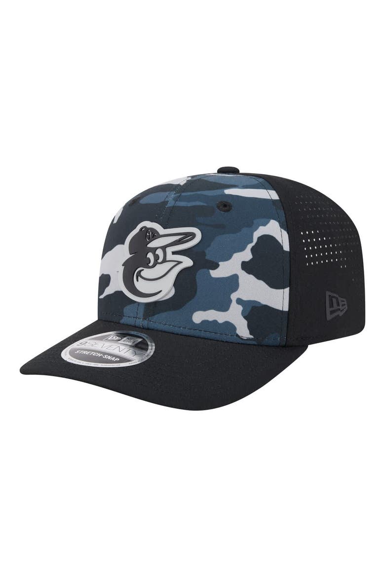 Men's New Era Black Baltimore Orioles Tonal Camo 9SEVENTY Stretch-Snap Hat, Main, color, Black